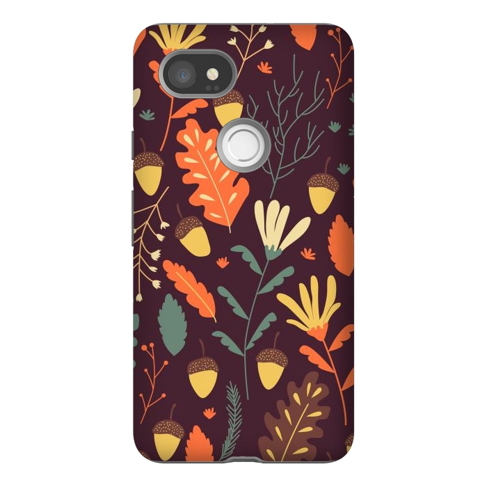Pixel 2XL StrongFit Autumn Pattern With Red and Orange Leaves by ArtsCase