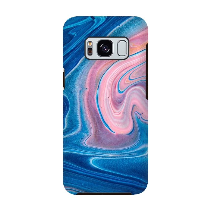 Galaxy S8 StrongFit Blue Acrylic Pour Color Liquid Marble by ArtsCase