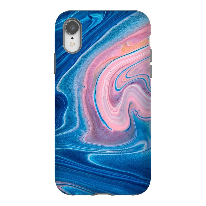 iPhone Xr StrongFit Blue Acrylic Pour Color Liquid Marble by ArtsCase