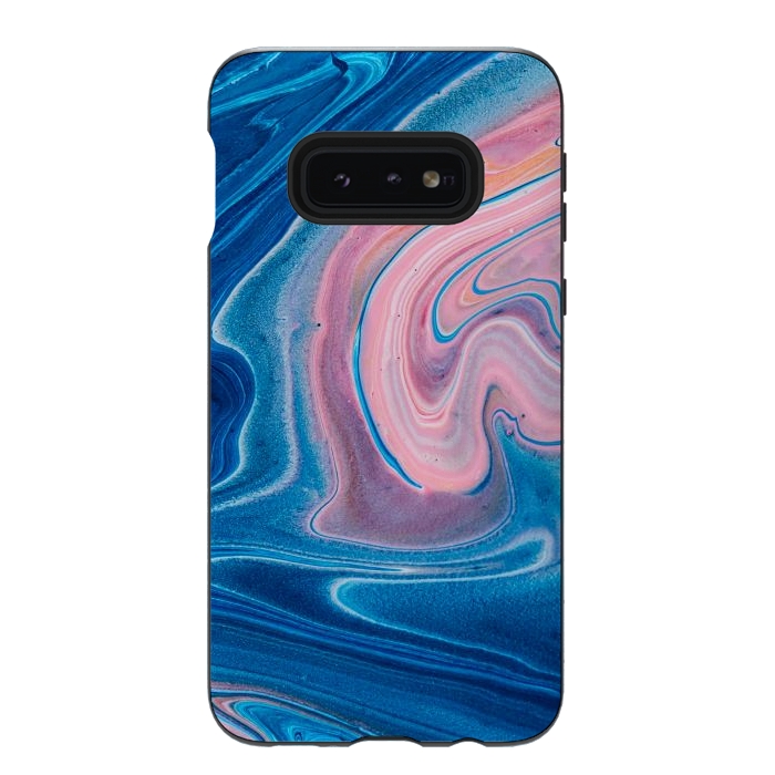 Galaxy S10e StrongFit Blue Acrylic Pour Color Liquid Marble by ArtsCase