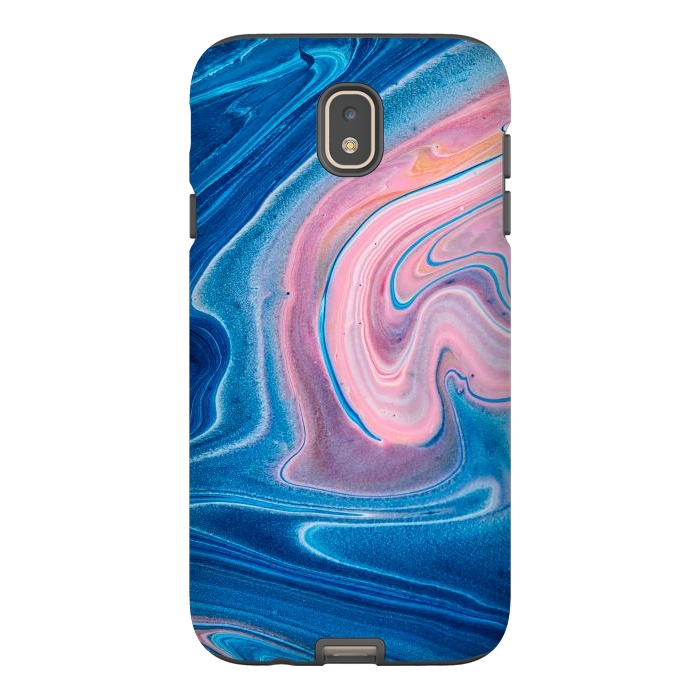 Galaxy J7 StrongFit Blue Acrylic Pour Color Liquid Marble by ArtsCase