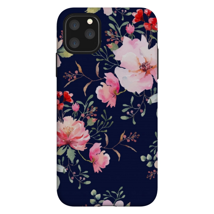 iPhone 11 Pro Max StrongFit blue pink floral pattern 4 by MALLIKA