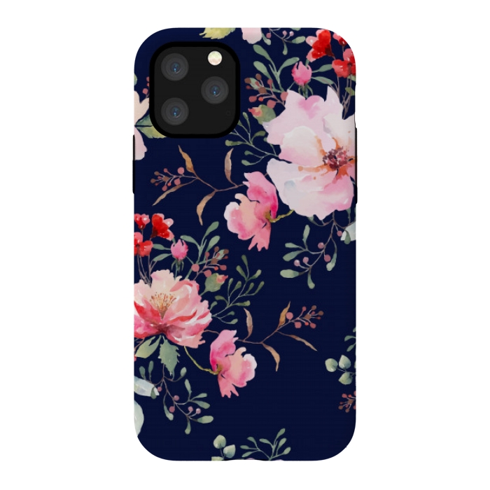iPhone 11 Pro StrongFit blue pink floral pattern 4 by MALLIKA