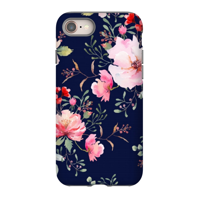 iPhone SE StrongFit blue pink floral pattern 4 by MALLIKA