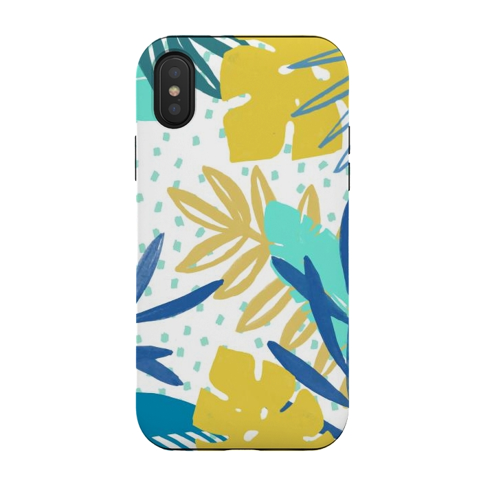 iPhone Xs / X StrongFit Playful colorful jungle leaves by Oana 