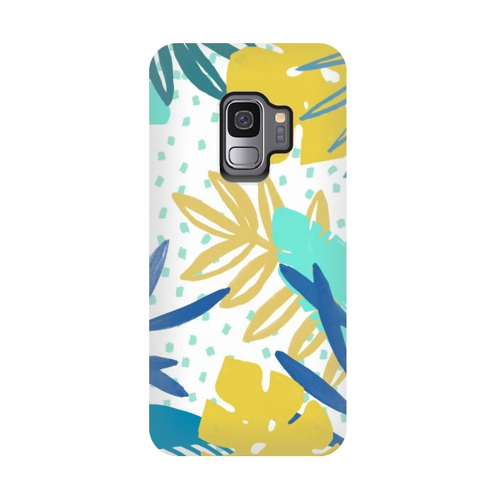 Galaxy S9 StrongFit Playful colorful jungle leaves by Oana 