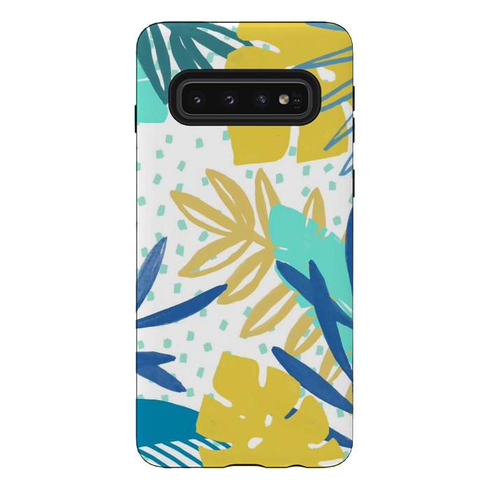 Galaxy S10 StrongFit Playful colorful jungle leaves by Oana 