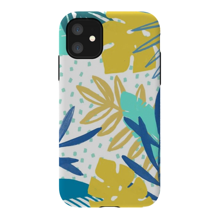 iPhone 11 StrongFit Playful colorful jungle leaves by Oana 