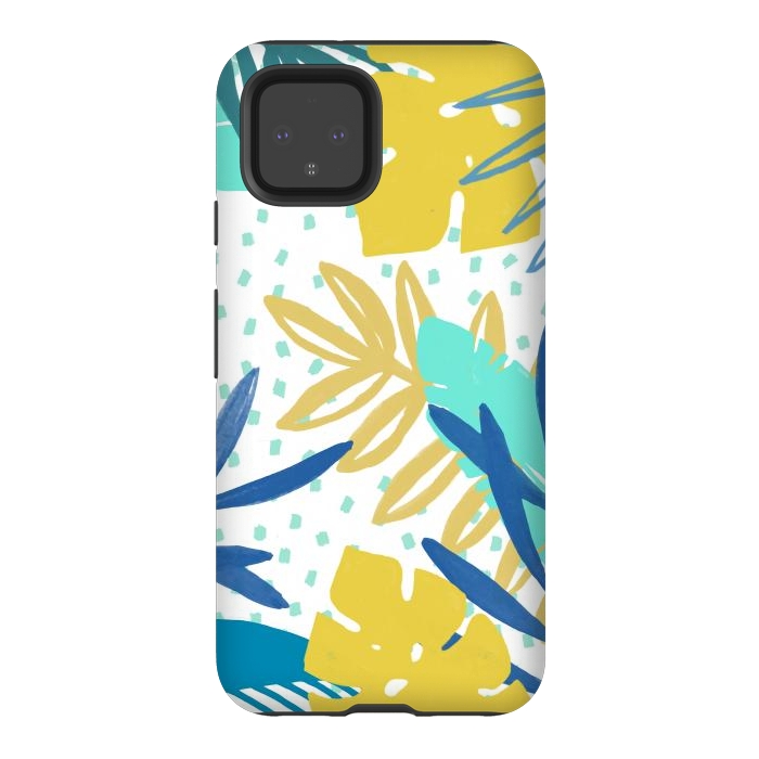 Pixel 4 StrongFit Playful colorful jungle leaves by Oana 