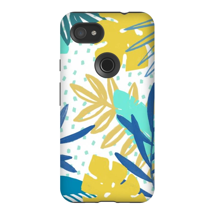 Pixel 3AXL StrongFit Playful colorful jungle leaves by Oana 