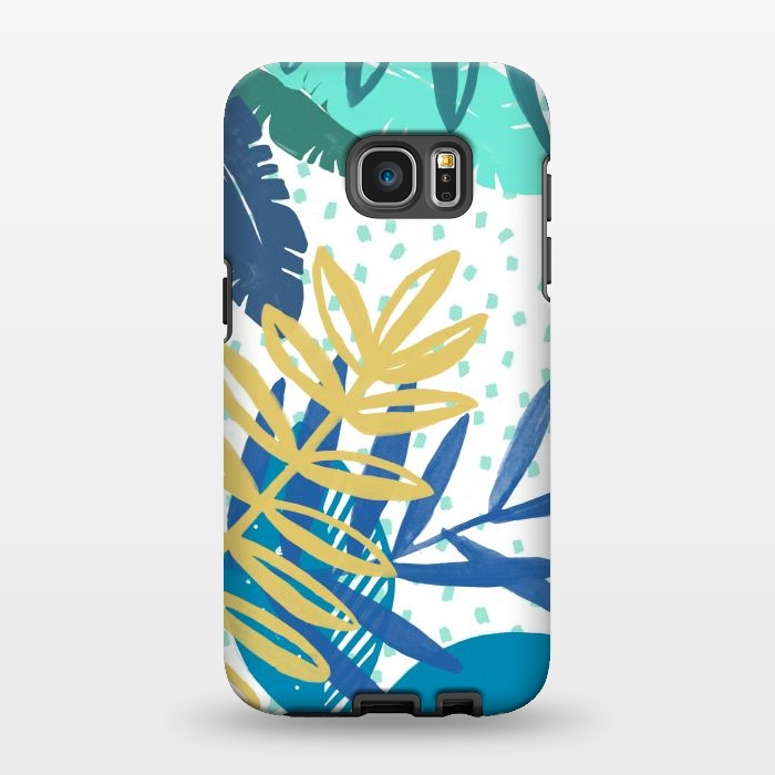 Galaxy S7 EDGE StrongFit Spotted modern tropical leaves by Oana 