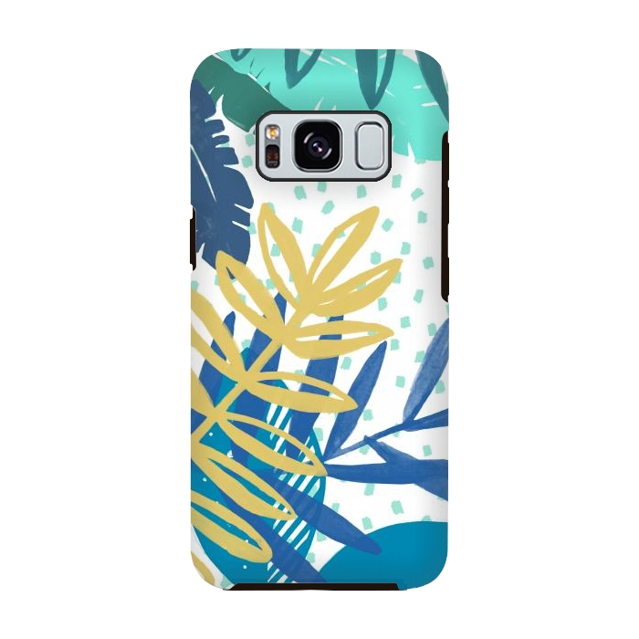 Galaxy S8 StrongFit Spotted modern tropical leaves by Oana 