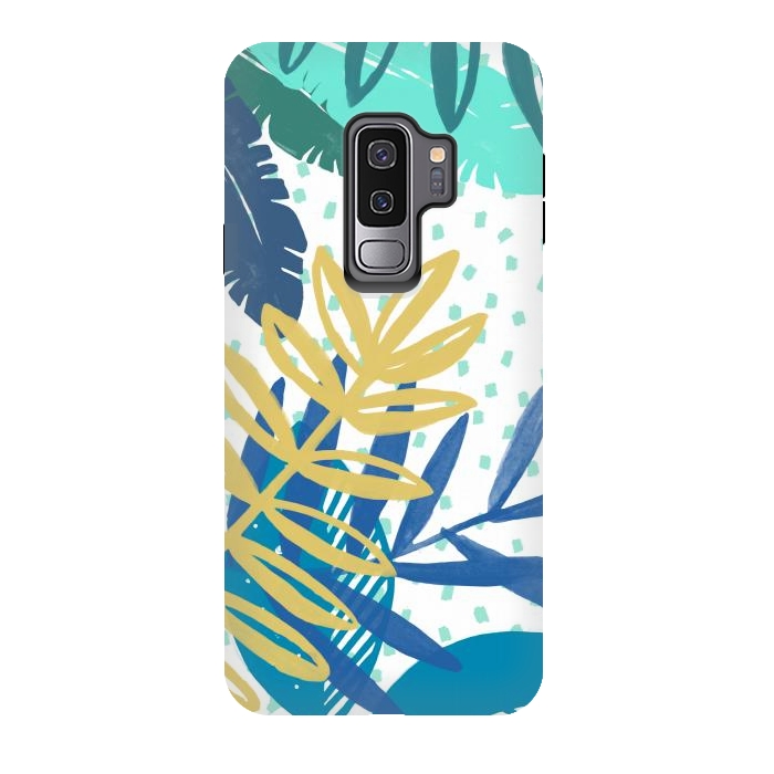 Galaxy S9 plus StrongFit Spotted modern tropical leaves by Oana 