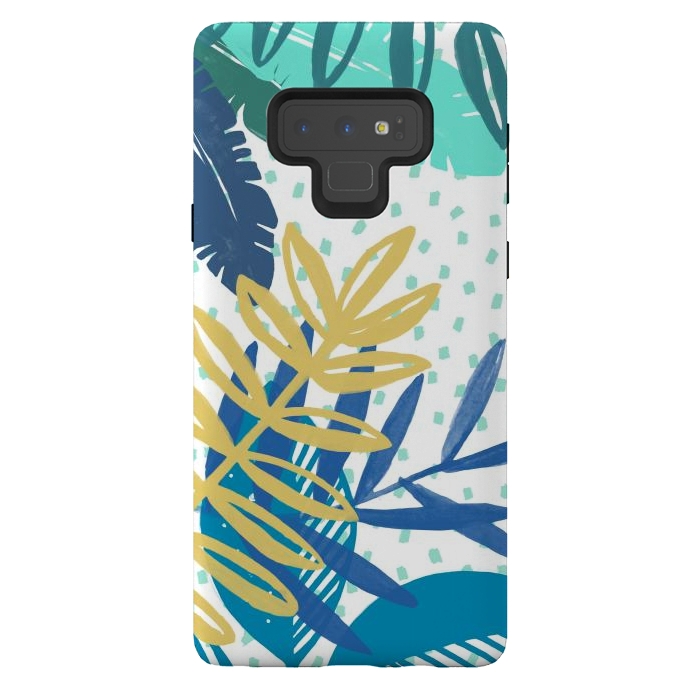 Galaxy Note 9 StrongFit Spotted modern tropical leaves by Oana 