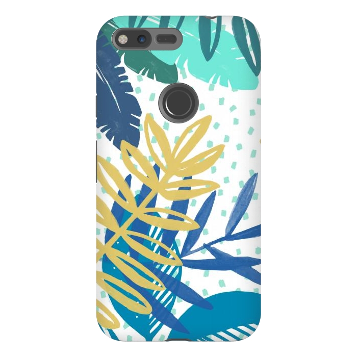 Pixel XL StrongFit Spotted modern tropical leaves by Oana 