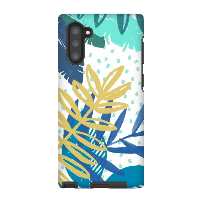 Galaxy Note 10 StrongFit Spotted modern tropical leaves by Oana 