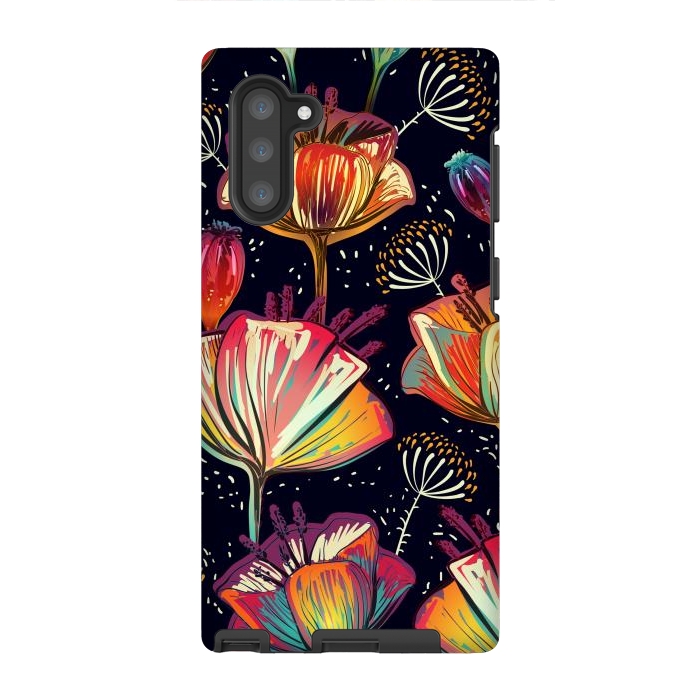 Galaxy Note 10 StrongFit Colorful Seamless Vector Pattern with Flowers and Plants by ArtsCase