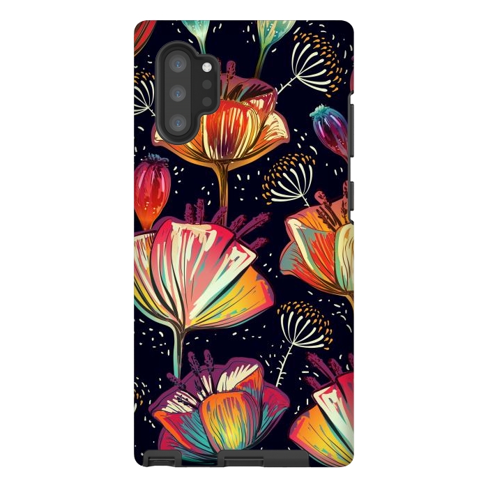 Galaxy Note 10 plus StrongFit Colorful Seamless Vector Pattern with Flowers and Plants by ArtsCase