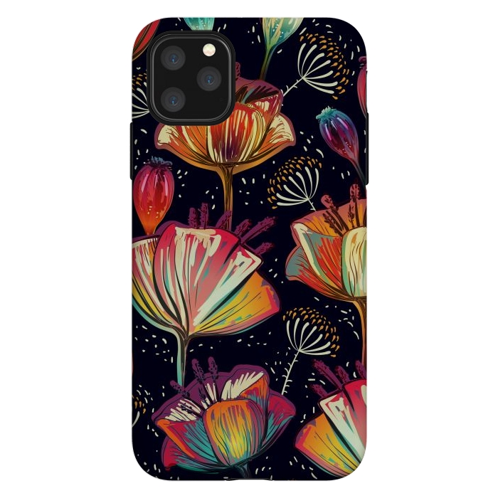 iPhone 11 Pro Max StrongFit Colorful Seamless Vector Pattern with Flowers and Plants by ArtsCase
