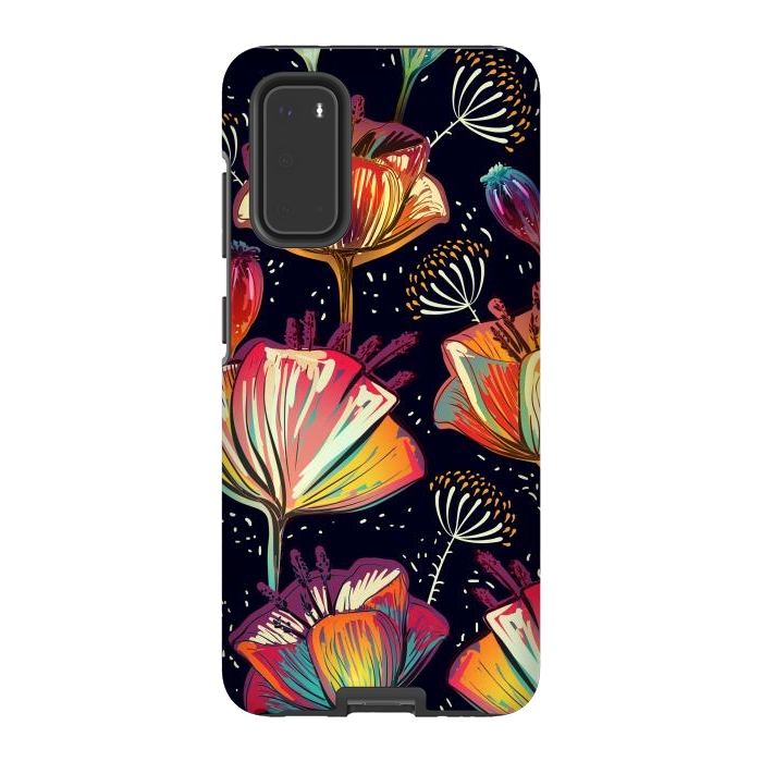 Galaxy S20 StrongFit Colorful Seamless Vector Pattern with Flowers and Plants by ArtsCase