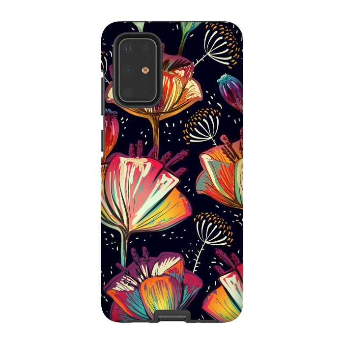 Galaxy S20 Plus StrongFit Colorful Seamless Vector Pattern with Flowers and Plants by ArtsCase