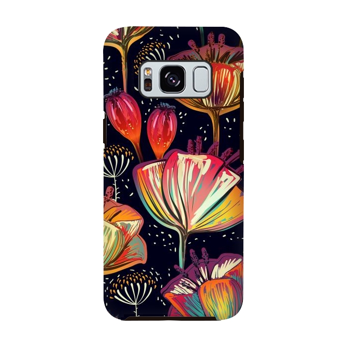 Galaxy S8 StrongFit Colorful Seamless Vector Pattern with Flowers and Plants by ArtsCase