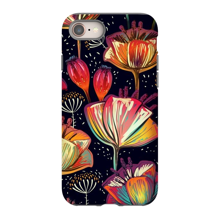 iPhone 8 StrongFit Colorful Seamless Vector Pattern with Flowers and Plants by ArtsCase