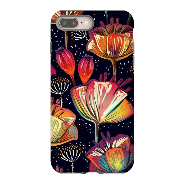 iPhone 8 plus StrongFit Colorful Seamless Vector Pattern with Flowers and Plants by ArtsCase