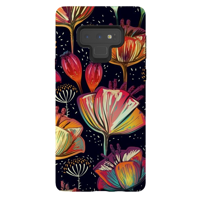 Galaxy Note 9 StrongFit Colorful Seamless Vector Pattern with Flowers and Plants by ArtsCase