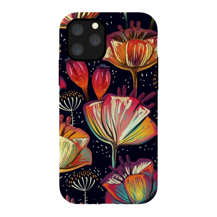 iPhone 11 Pro StrongFit Colorful Seamless Vector Pattern with Flowers and Plants by ArtsCase