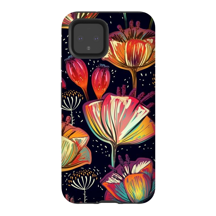 Pixel 4 StrongFit Colorful Seamless Vector Pattern with Flowers and Plants by ArtsCase