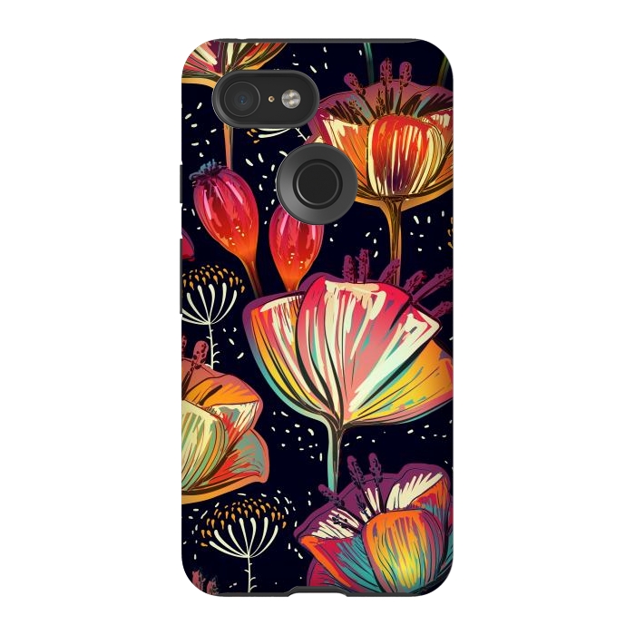 Pixel 3 StrongFit Colorful Seamless Vector Pattern with Flowers and Plants by ArtsCase