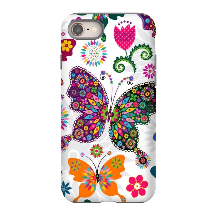 iPhone 8 StrongFit Cute Butterflies and Flowers in Different Colors by ArtsCase