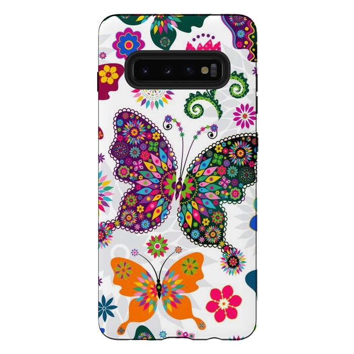 Galaxy S10 plus StrongFit Cute Butterflies and Flowers in Different Colors by ArtsCase