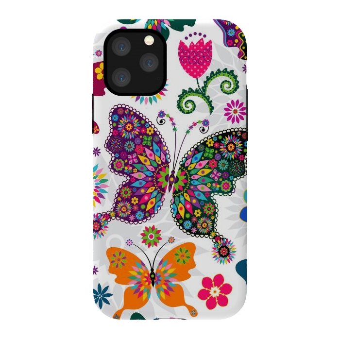 iPhone 11 Pro StrongFit Cute Butterflies and Flowers in Different Colors by ArtsCase