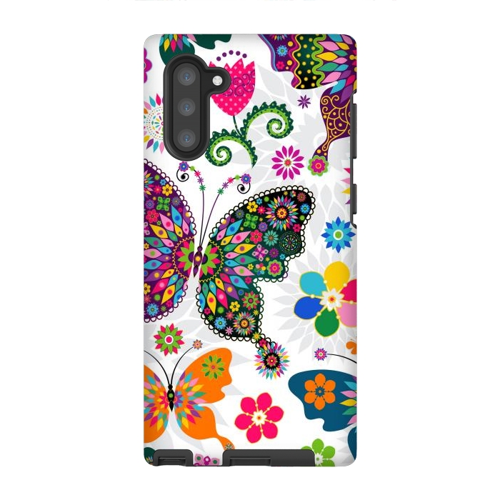 Galaxy Note 10 StrongFit Cute Butterflies and Flowers in Different Colors by ArtsCase