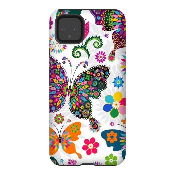 Pixel 4XL StrongFit Cute Butterflies and Flowers in Different Colors by ArtsCase