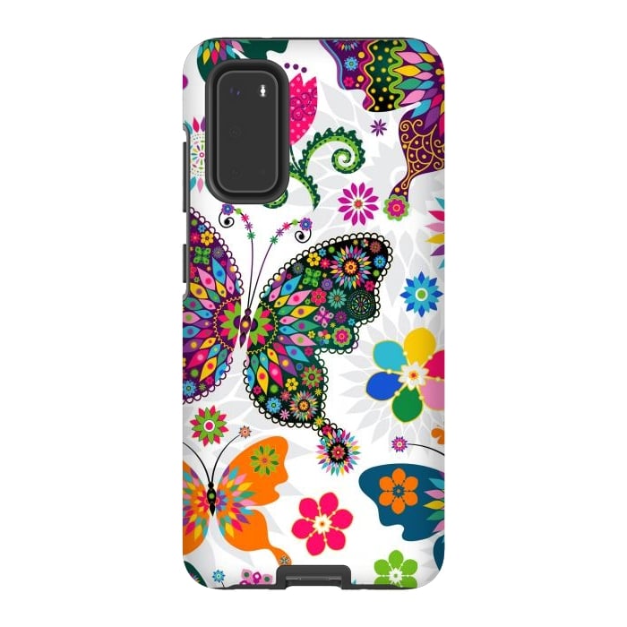 Galaxy S20 StrongFit Cute Butterflies and Flowers in Different Colors by ArtsCase