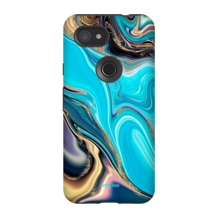 Pixel 3A StrongFit Indigo wave pattern by ArtsCase