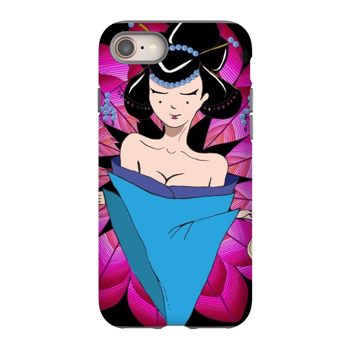 iPhone 8 StrongFit Geisha Girl with Lantern on Leaves by ArtsCase