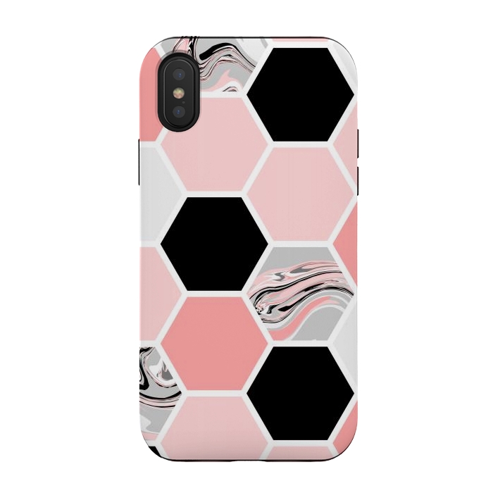 iPhone Xs / X StrongFit Geometric Stretch Pattern with Hexagonal by ArtsCase