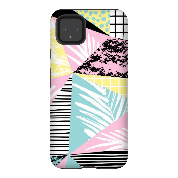 Pixel 4XL StrongFit tropical abstract pink pattern by MALLIKA