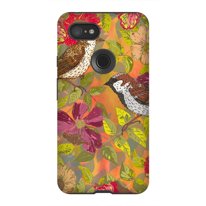 Pixel 3XL StrongFit Sparrow and Wild Rose by Lotti Brown