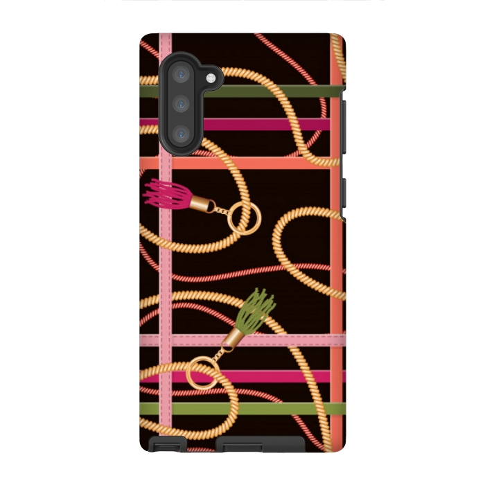 Galaxy Note 10 StrongFit PINK ORANGE CHECK CHAIN PATTERN by MALLIKA