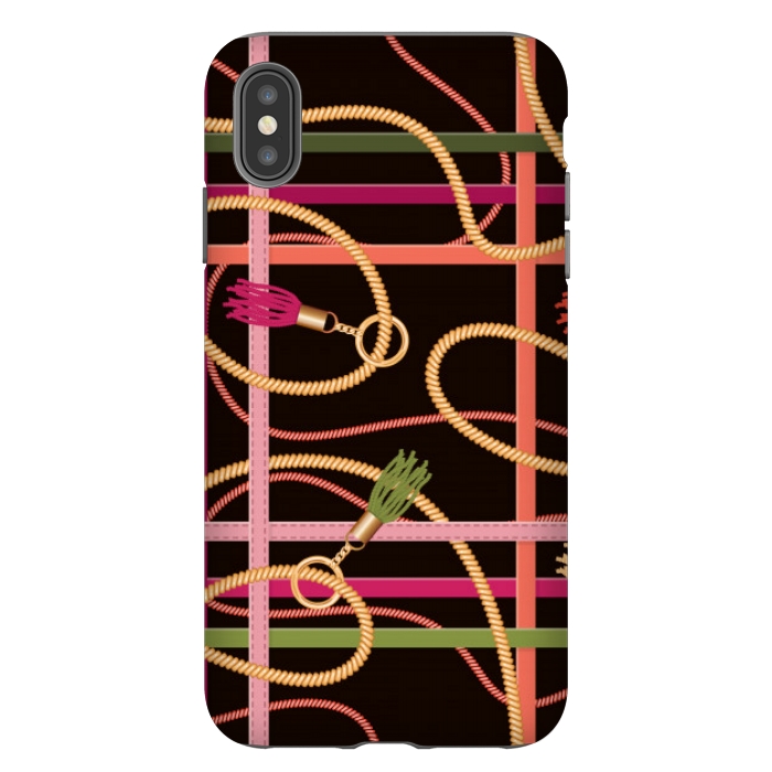 iPhone Xs Max StrongFit PINK ORANGE CHECK CHAIN PATTERN by MALLIKA