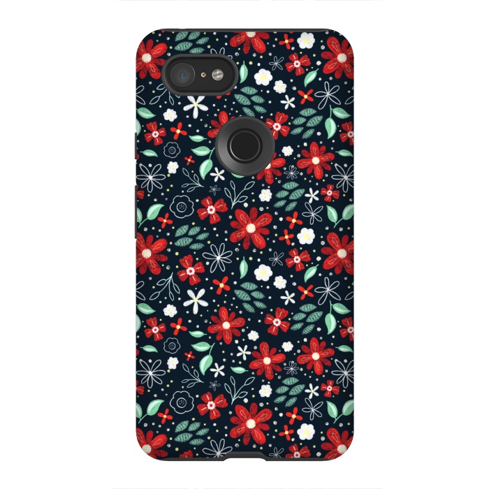 Pixel 3XL StrongFit Little Christmas Flowers by Noonday Design