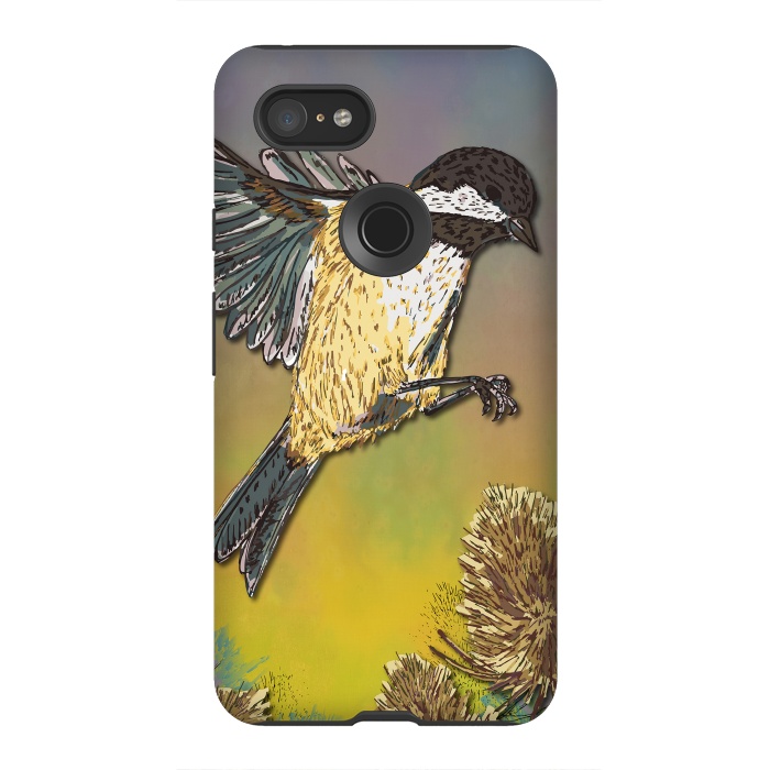 Pixel 3XL StrongFit Coal Tit and Teasels by Lotti Brown