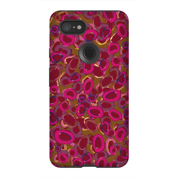 Pixel 3XL StrongFit Bold Circles - Red & Pink by Lotti Brown