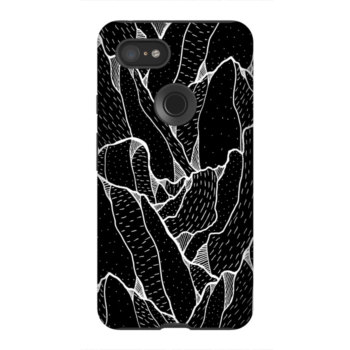 Pixel 3XL StrongFit Black and white pattern hills by Steve Wade (Swade)