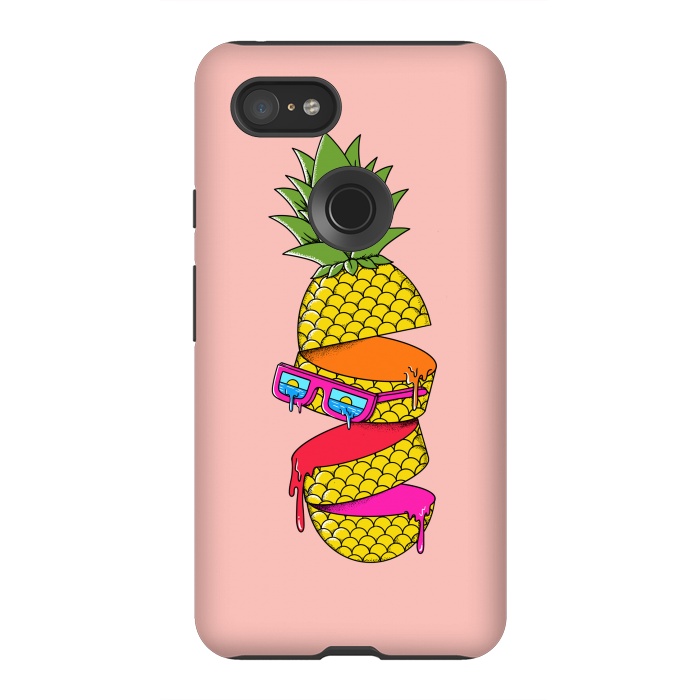 Pixel 3XL StrongFit Pineapple Colors Pink by Coffee Man